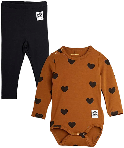 Боди с легинсами BASIC HEARTS от бренда Mini Rodini