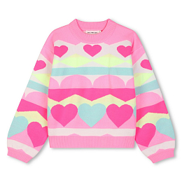 Джемпер  с разноцветными сердцами от бренда Billieblush