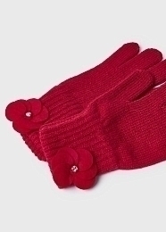 Шапка, шарф и перчатки с цветами красного цвета от бренда Mayoral