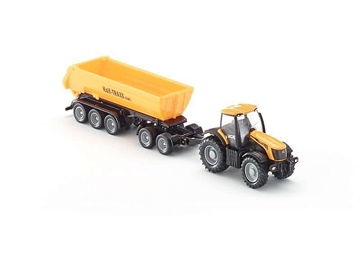 Трактор JCB с прицепом-кузовом, желтый от бренда Siku